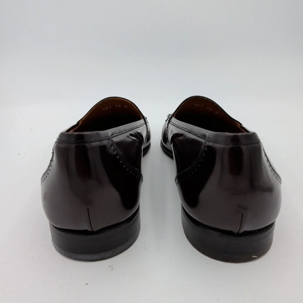 Bally Kiltie Penny Loafers Mens Burgundy Leather Fringe Made in Italy Size 10D